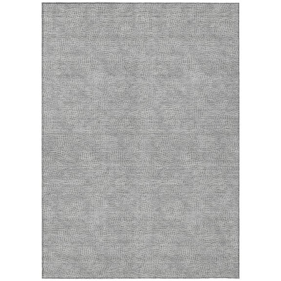 HomeRoots 602378 5 x 8 ft. Gray & Ivory Geometric Washable Indoor & Outdoor Rectangle Area Rug