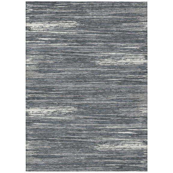 HomeRoots 593277 5 x 8 ft. Gray & Ivory Striped Washable Indoor & Outdoor Rectangle Area Rug