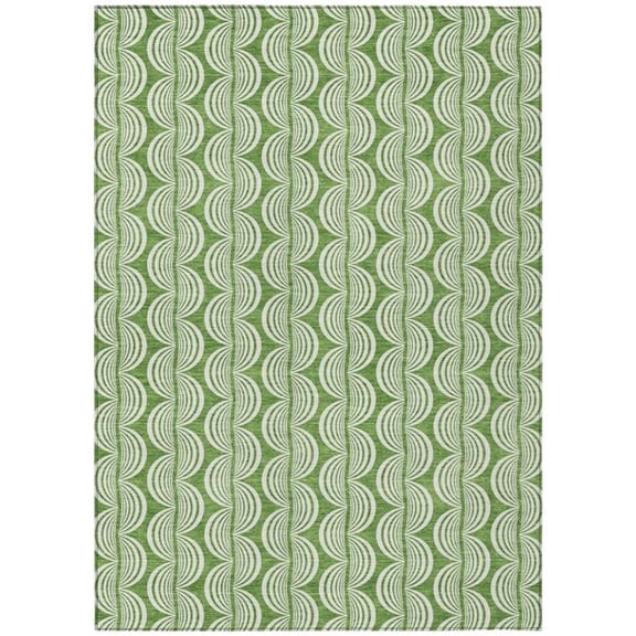 HomeRoots 601561 5 x 8 ft. Green & Ivory Ogee Washable Indoor & Outdoor Rectangle Area Rug