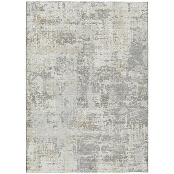 HomeRoots 597975 5 x 8 ft. Ivory & Gray Abstract Washable Indoor & Outdoor Rectangle Area Rug