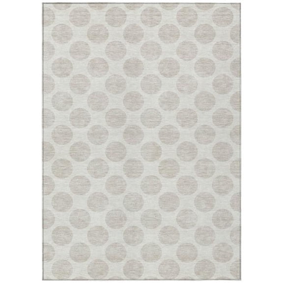 HomeRoots 595236 5 x 8 ft. Ivory & Gray Polka Dot Washable Indoor & Outdoor Rectangle Area Rug