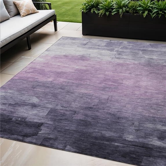 HomeRoots 610896 5 x 8 ft. Lavender & Lilac Striped Washable Indoor & Outdoor Rectangle Area Rug