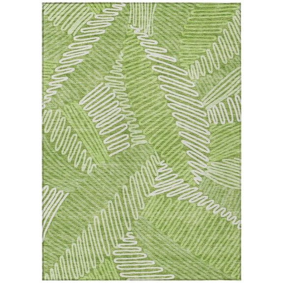 HomeRoots 593957 5 x 8 ft. Lime Green & Ivory Floral Washable Indoor & Outdoor Rectangle Area Rug