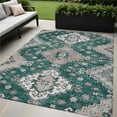 thumbnail image 1 of HomeRoots 589003 5 x 8 ft. Medallion Washable Indoor & Outdoor Traditional Rectangle Area Rug, Emerald, Brown & Ivory, 1 of 1