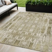 HomeRoots 577176 5 x 8 ft. Moroccan Washable Indoor & Outdoor Rectangle Area Rug, Beige, Ivory & Tan
