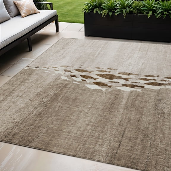 HomeRoots 579175 5 x 8 ft. Nautical Washable Indoor & Outdoor Rectangle Area Rug, Taupe, Brown & Khaki