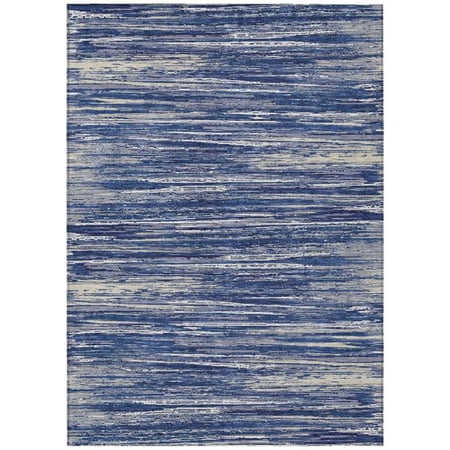 HomeRoots 593289 5 x 8 ft. Navy Blue & Ivory Striped Washable Indoor & Outdoor Rectangle Area Rug price history on PriceWatchPro