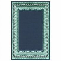 HomeRoots  5 x 8 ft. Navy & Green Geometric Indoor & Outdoor Area Rug