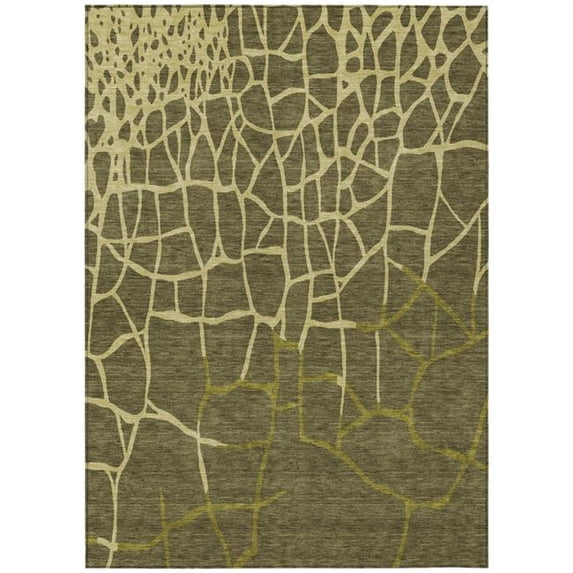 HomeRoots 601153 5 x 8 ft. Olive Green & Dark Green Abstract Washable Indoor & Outdoor Rectangle Area Rug