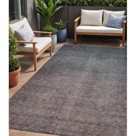 5' X 8' Gray Charcoal And Brown Ombre Washable Indoor Outdoor Area Rug