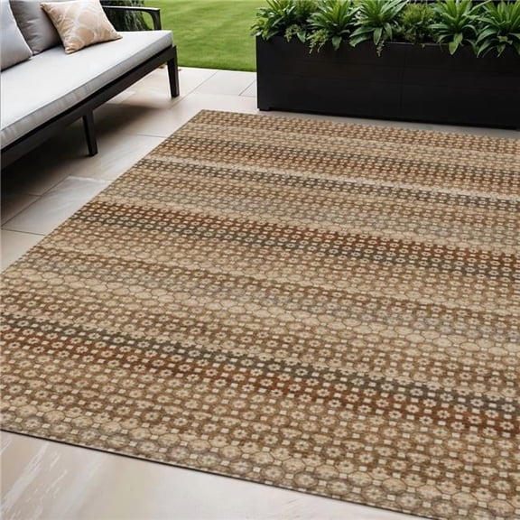 HomeRoots 610607 5 x 8 ft. Orange & Copper Striped Washable Indoor & Outdoor Rectangle Area Rug