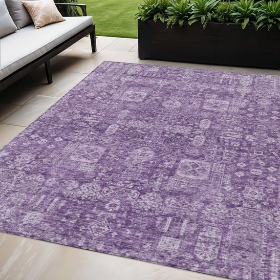 HomeRoots 579656 5 x 8 ft. Oriental Washable Indoor & Outdoor Rectangle Area Rug, Purple, Lilac & Lavender