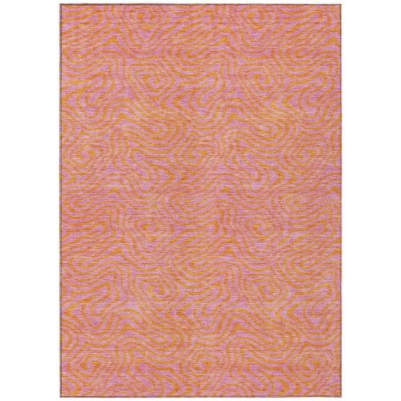 HomeRoots 599827 5 x 8 ft. Pink & Copper Abstract Washable Indoor & Outdoor Rectangle Area Rug