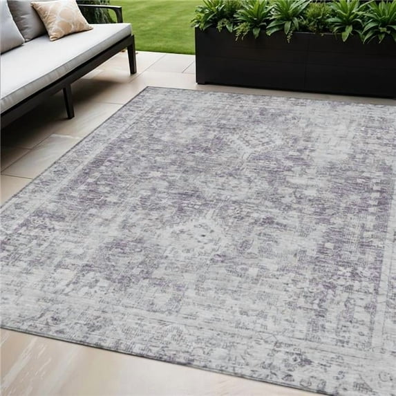 HomeRoots 607615 5 x 8 ft. Plum Oriental Washable Indoor & Outdoor Rectangle Area Rug