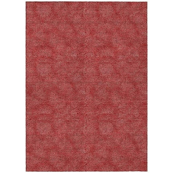 HomeRoots 602390 5 x 8 ft. Red & Ivory Geometric Washable Indoor & Outdoor Rectangle Area Rug