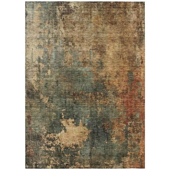 HomeRoots 606105 5 x 8 ft. Sage, Tan & Copper Abstract Washable Indoor & Outdoor Rectangle Area Rug