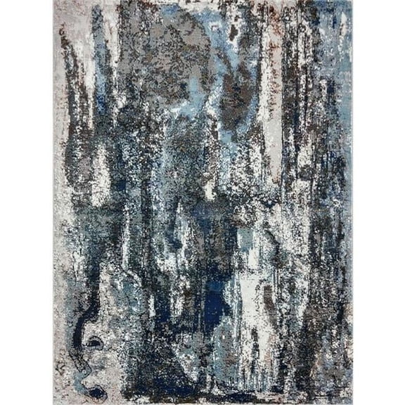 HomeRoots  5 x 8 ft. Shades of Abstract Marble Area Rug - Blue - Gray & White