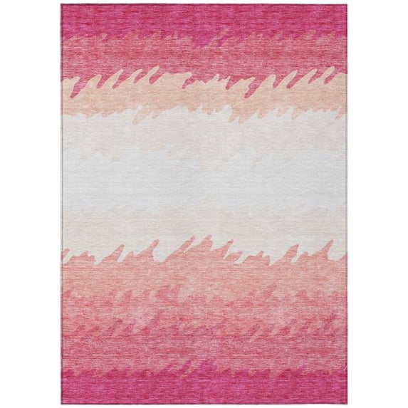 HomeRoots 583907 5 x 8 ft. Striped Washable Indoor & Outdoor Rectangle Area Rug, Blush, Pink & Ivory
