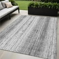 thumbnail image 1 of HomeRoots 589873 5 x 8 ft. Striped Washable Indoor & Outdoor Rectangle Area Rug, Gray & Ivory, 1 of 1