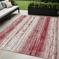thumbnail image 1 of HomeRoots 589885 5 x 8 ft. Striped Washable Indoor & Outdoor Rectangle Area Rug, Merlot & Ivory, 1 of 1