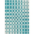 thumbnail image 1 of HomeRoots 591148 5 x 8 ft. Teal Blue & Ivory Geometric Washable Indoor & Outdoor Rectangle Area Rug, 1 of 1