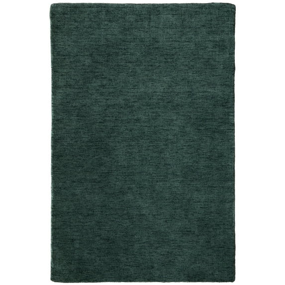 5' X 8' Green Wool Hand Woven Area Rug