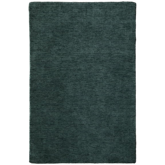 5' X 8' Green Wool Hand Woven Area Rug