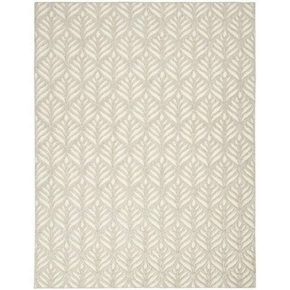 HomeRoots 505676 7 x 10 ft. Floral Stain Resistant Non Skid Rectangle Area Rug, Ivory & Grey