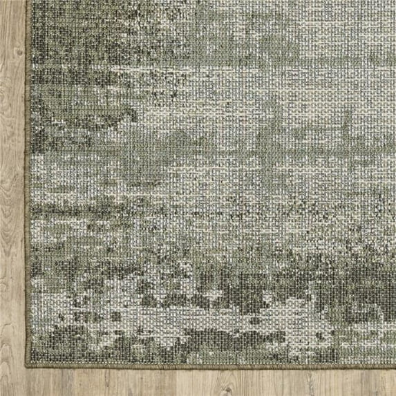 HomeRoots 506861 8 x 10 ft. Green Abstract Stain Resistant Indoor & Outdoor Rectangle Area Rug