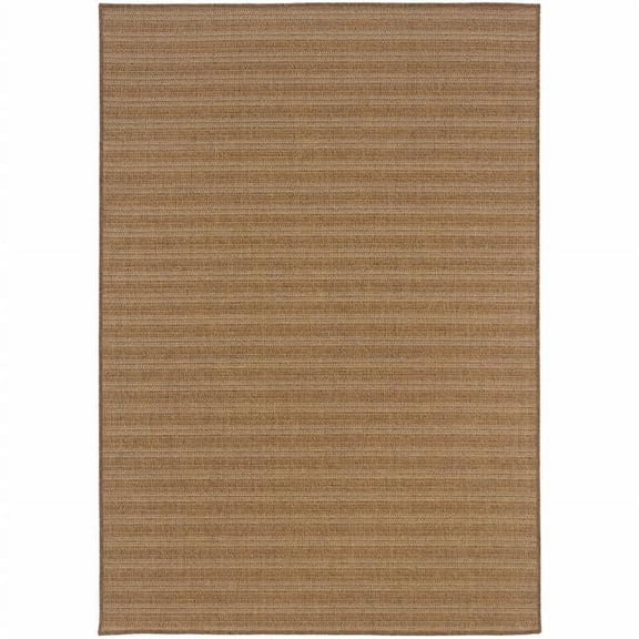 HomeRoots 506868 2 x 4 ft. Tan Striped Stain Resistant Indoor & Outdoor Rectangle Area Rug