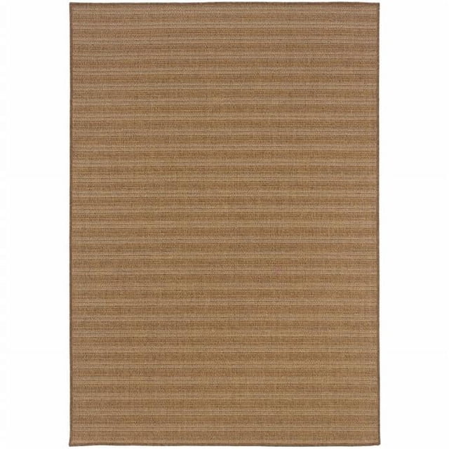Tan Patterned Rug 3x5 HomeRoots 506870 3 x 5 ft. Tan Striped Stain Resistant Indoor & Outdoor ...