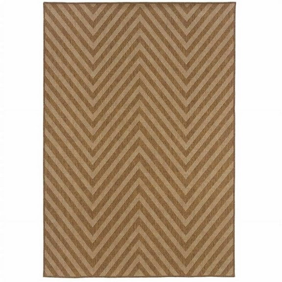 HomeRoots 506877 2 x 4 ft. Tan Geometric Stain Resistant Indoor & Outdoor Rectangle Area Rug