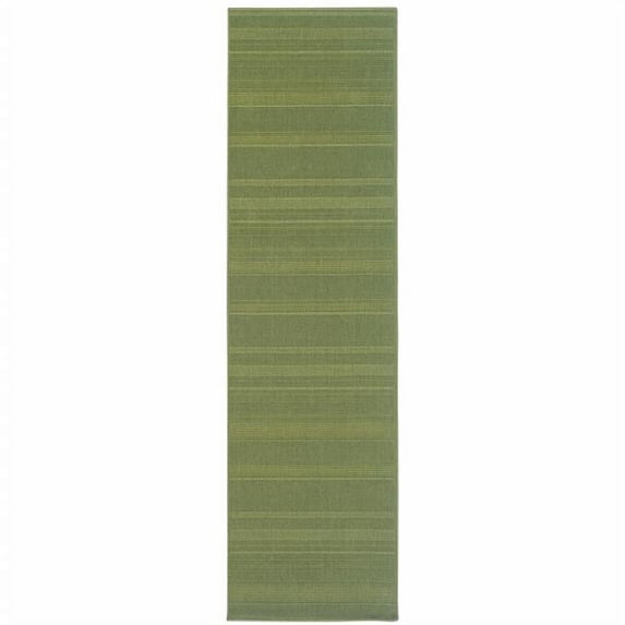 HomeRoots 506926 2 x 8 ft. Green Stain Resistant Indoor & Outdoor Rectangle Area Rug