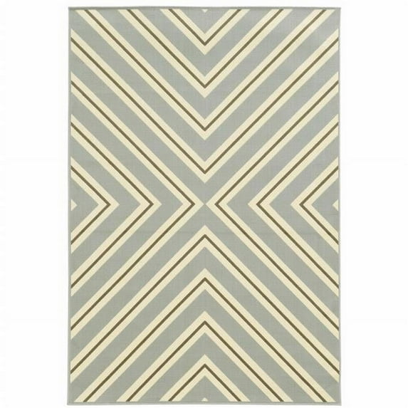 HomeRoots 507329 8 x 11 ft. Gray Geometric Stain Resistant Indoor & Outdoor Rectangle Area Rug