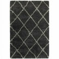 thumbnail image 1 of HomeRoots 507889 8 x 11 ft. Geometric Shag Power Loom Stain Resistant Rectangle Area Rug, Charcoal & Grey, 1 of 5