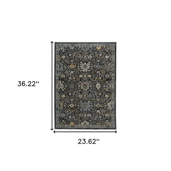 HomeRoots 507997 2 x 3 ft. Oriental Power Loom Stain Resistant Area Rug with Fringe Multi Color