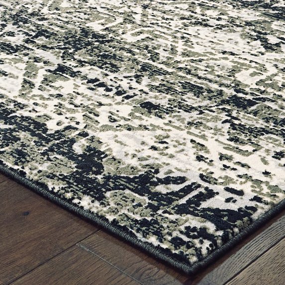 HomeRoots 508351 4 x 6 ft. Gray & Ivory Geometric Power Loom Stain Resistant Rectangle Area Rug