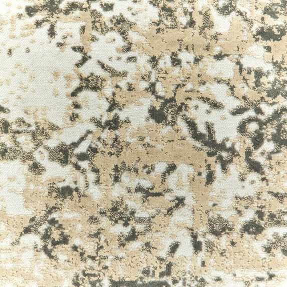 HomeRoots 508377 6 x 9 ft. Gray & Gold Abstract Power Loom Stain Resistant Rectangle Area Rug