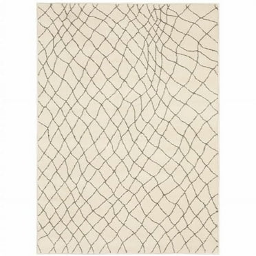 HomeRoots 508677 10 x 13 ft. Ivory & Gray Geometric Power Loom Stain Resistant Rectangle Area Rug