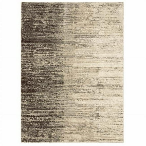 HomeRoots 508740 10 x 13 ft. Beige & Gray Abstract Power Loom Stain Resistant Rectangle Area Rug