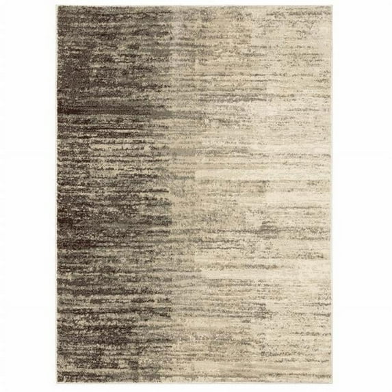 HomeRoots 508740 10 x 13 ft. Beige & Gray Abstract Power Loom Stain Resistant Rectangle Area Rug