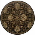 thumbnail image 1 of HomeRoots 509029 8 ft. Brown Oriental Power Loom Stain Resistant Round Area Rug, 1 of 4