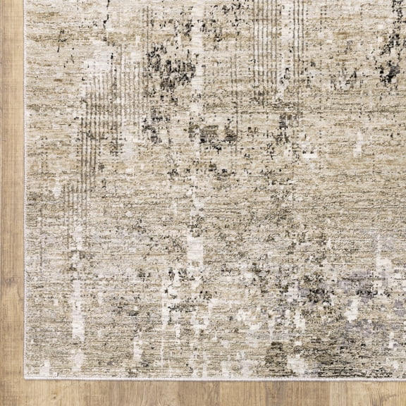 HomeRoots 509566 3 x 5 ft. Beige Gray Ivory Tan & Brown Abstract Power Loom Stain Resistant Rectangle Area Rug