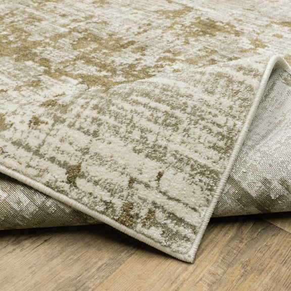 HomeRoots 509836 2 x 8 ft. Beige Gold & Gray Abstract Power Loom Stain Resistant Runner Area Rug