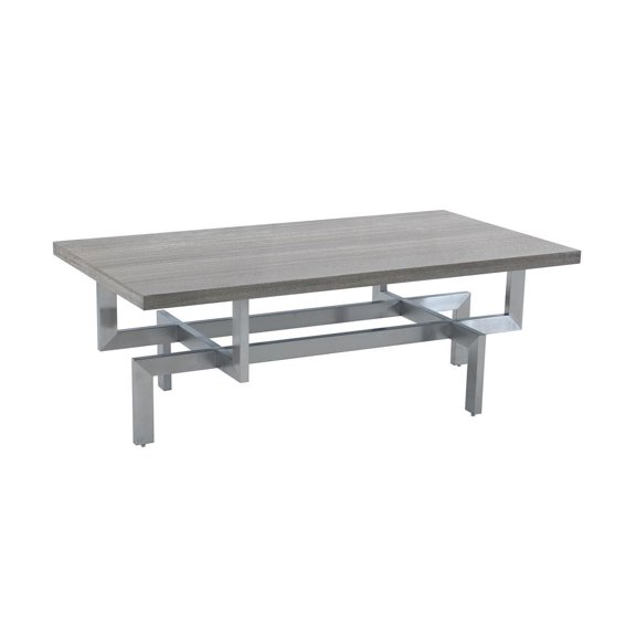 HomeRoots 51" Gray And Silver Stainless Steel Coffee Table