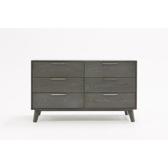 51" Grey Wash Solid Wood Six Drawer Double Dresser