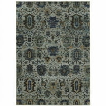 HomeRoots 510067 10 x 13 ft. Blue & Navy Oriental Power Loom Stain Resistant Rectangle Area Rug