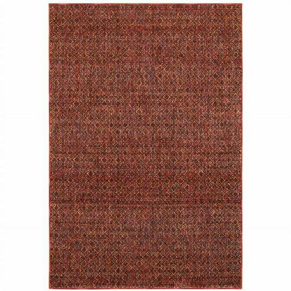 HomeRoots 510222 6 x 9 ft. Red Gold & Blue Geometric Power Loom Stain Resistant Rectangle Area Rug