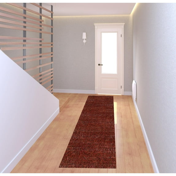 HomeRoots 510263 2 x 8 ft. Red Gray Deep & Charcoal Power Loom Stain Resistant Runner Area Rug
