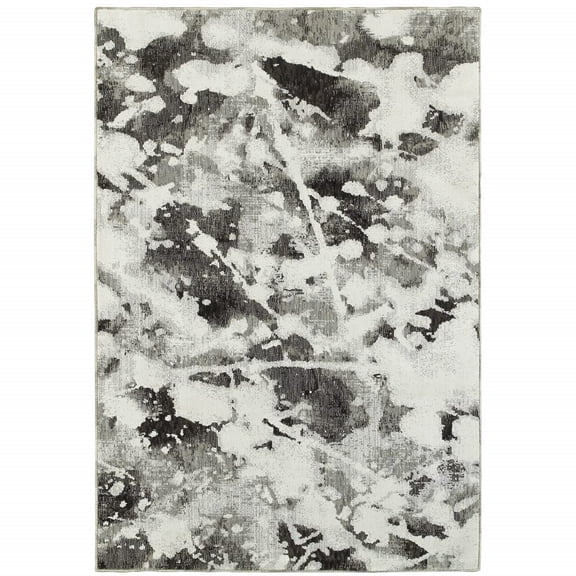 HomeRoots 510556 2 x 3 ft. Charcoal & White Abstract Power Loom Stain Resistant Rectangle Area Rug